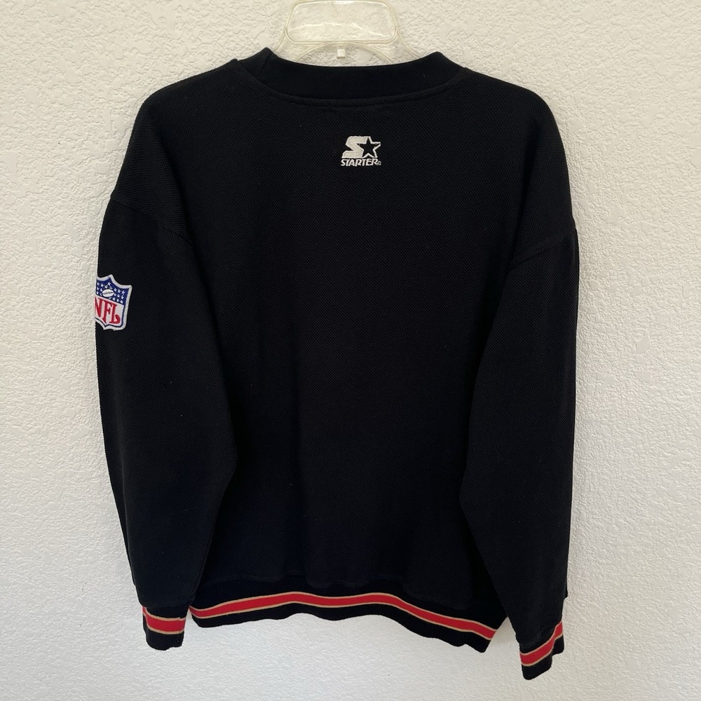 VTG San Francisco 49ers Starter Crewneck Sweatshirt Men's Medium Black 90s - Picture 2 of 13